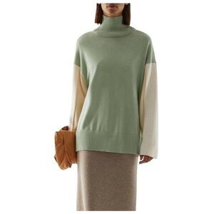 COS merino contrast knit turtleneck sweater top Large